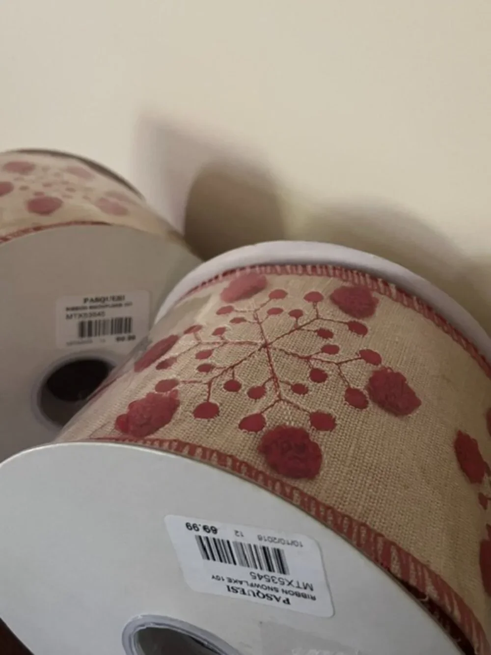 2 Rolls Regency International Embroidered Red Snowflake 4